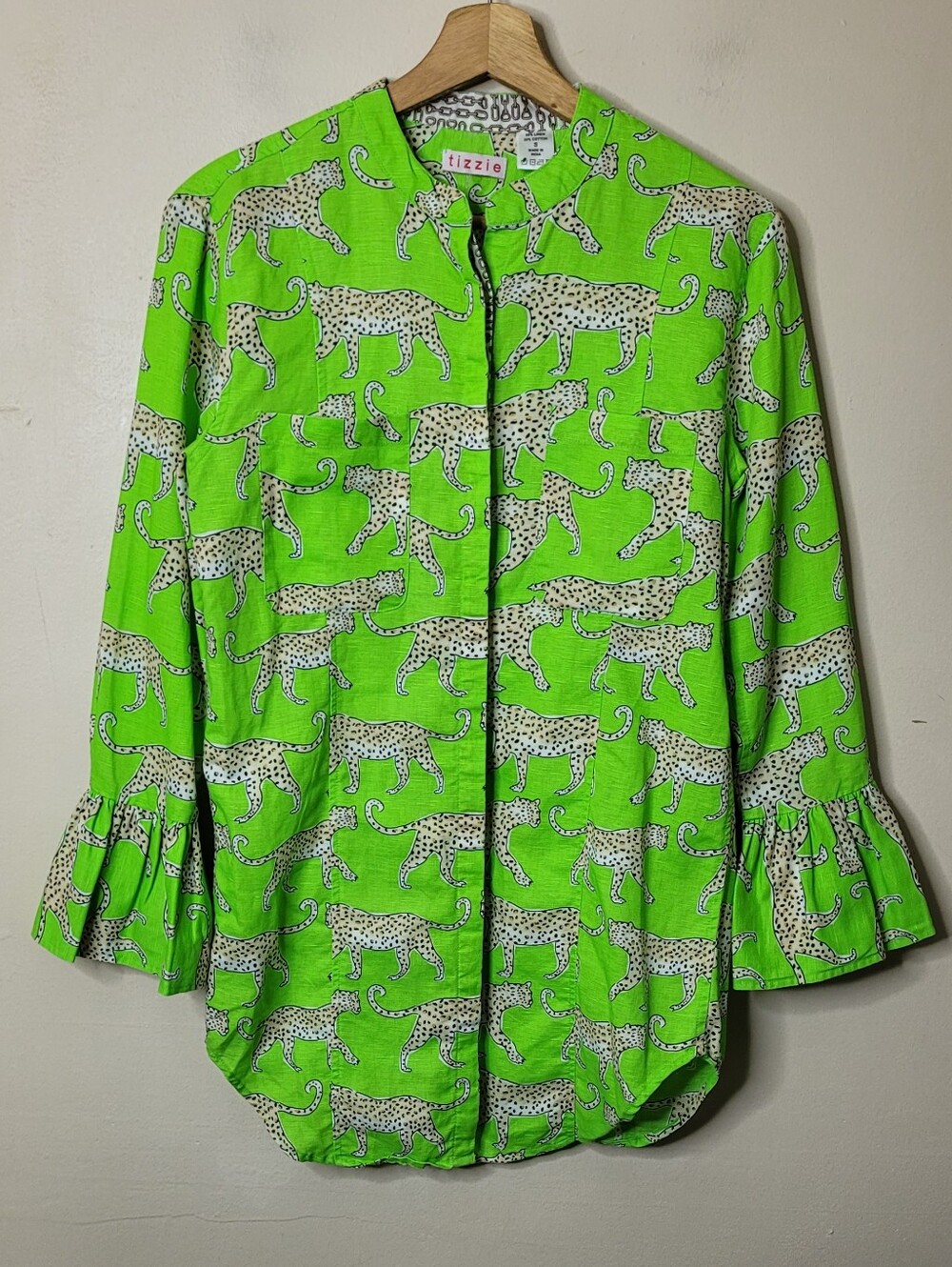 Tizzie Linen Cheetah Big Shirt Tunic NEW - Picture 2 of 9